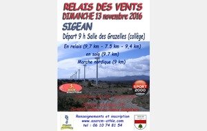 RELAIS DES VENTS DIMANCHE 13 NOVEMBRE 2016 à SIGEAN